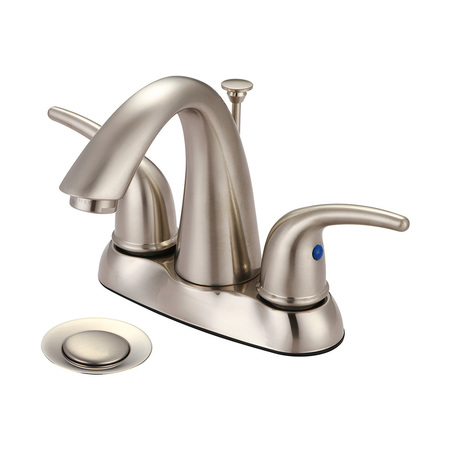 OLYMPIA FAUCETS Two Handle Bathroom Faucet, NPSM, Centerset, Brushed Nickel, Number of Holes: 3 Hole L-7572-BN